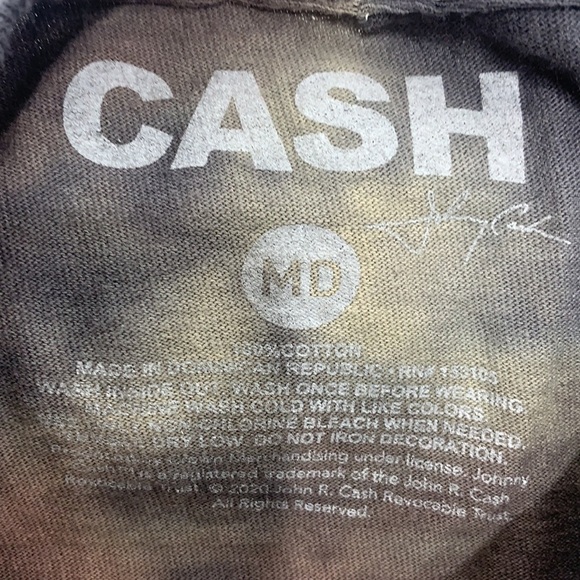 MEN’S Johnny Cash Man in Black Black Tie Dye Short Sleeve Tee Shirt Size Medium - Picture 4 of 4